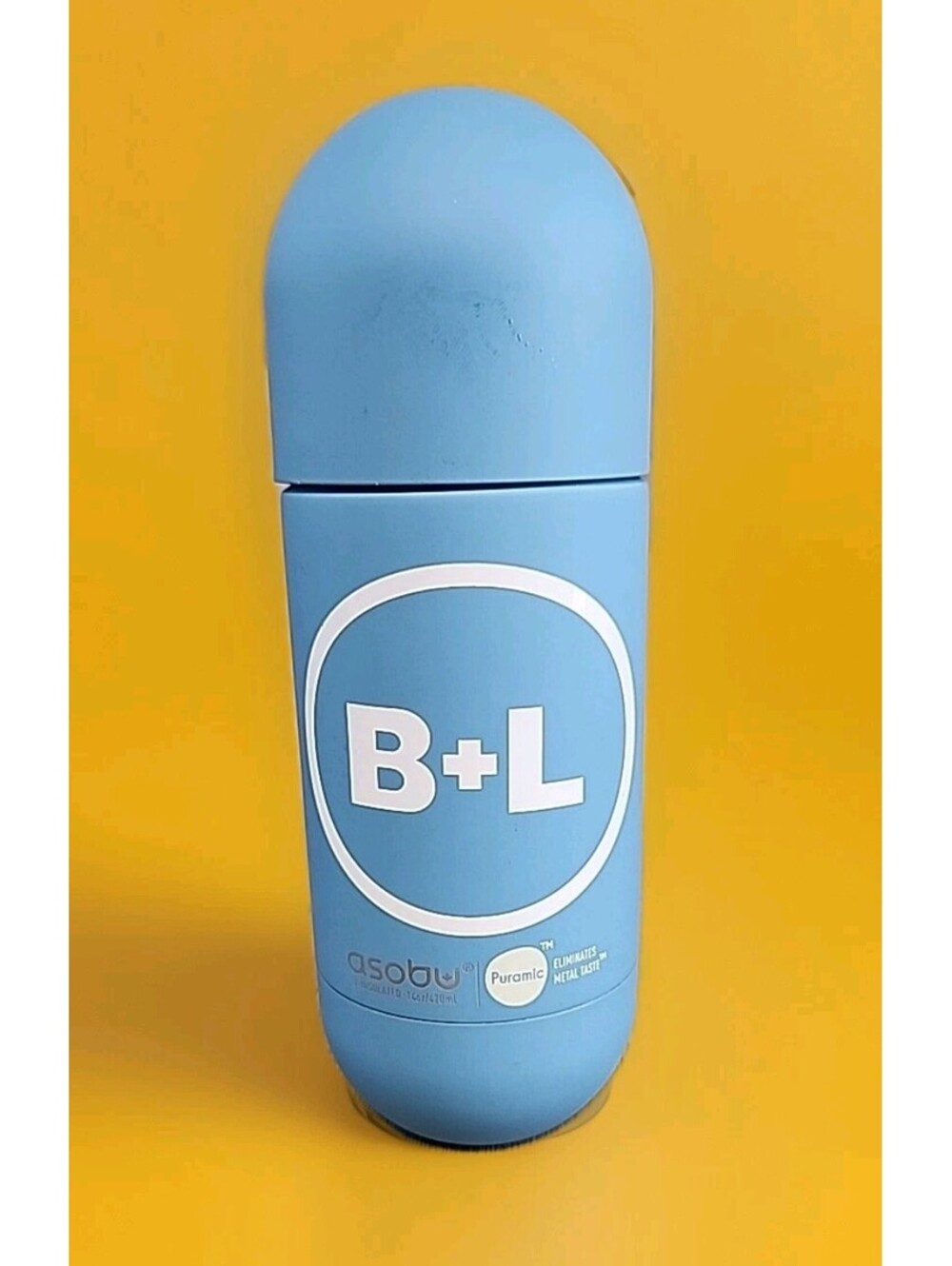 Asobu Orb Vacuum Insulated 14 oz Stainless Water Bottle Blue B+ L Logo Custom